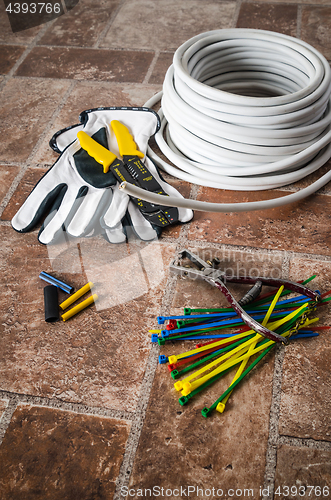 Image of Tools for electrical installation, close-up