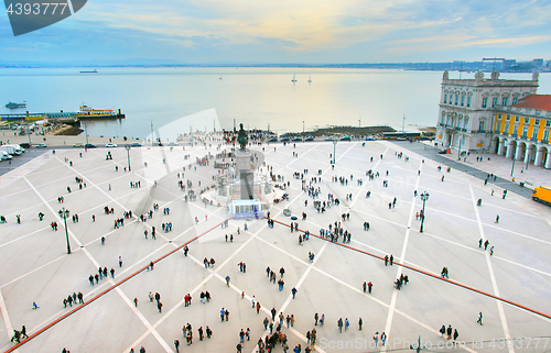 Image of Crowded Commercial square, Lisbon, Portugal