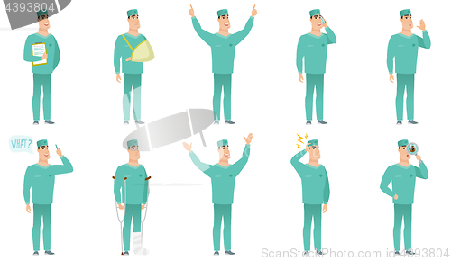 Image of Vector set of surgeon characters.