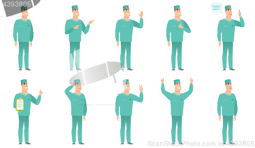 Image of Vector set of surgeon characters.