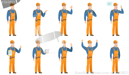 Image of Vector set of builder characters.