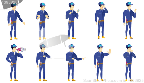 Image of Vector set of mechanic characters.