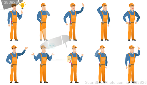 Image of Vector set of builder characters.