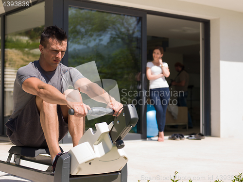 Image of man doing morning exercises
