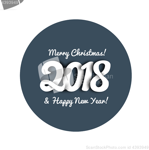 Image of Congratulations on the new year 2018 in trend style with overlapping figures and shadow effect