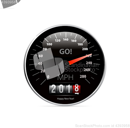 Image of Calendar 2018 in speedometer car.