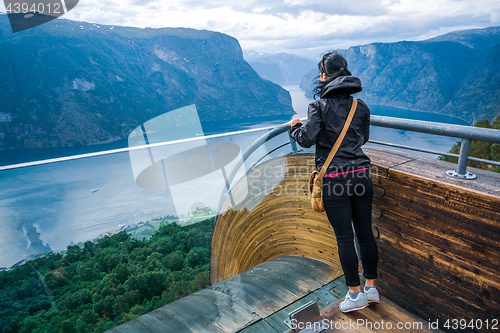 Image of Stegastein Lookout Beautiful Nature Norway observation deck view