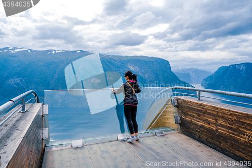 Image of Stegastein Lookout Beautiful Nature Norway observation deck view