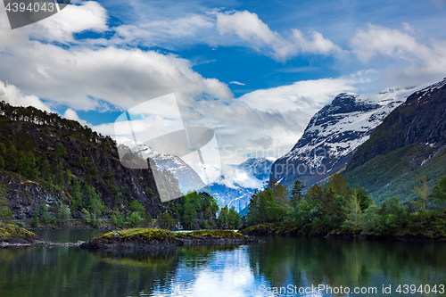 Image of lovatnet lake Beautiful Nature Norway.