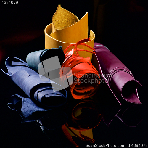 Image of Rolls of Colorful Leather