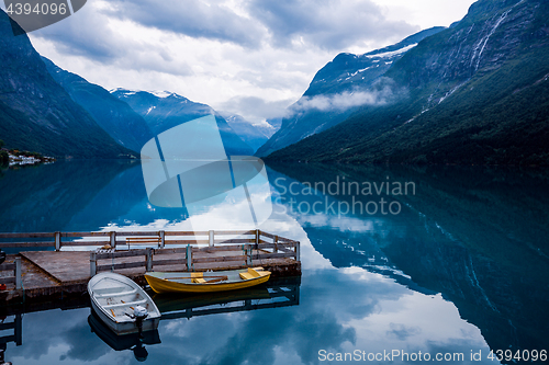 Image of lovatnet lake Beautiful Nature Norway.