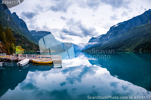 Image of lovatnet lake Beautiful Nature Norway.