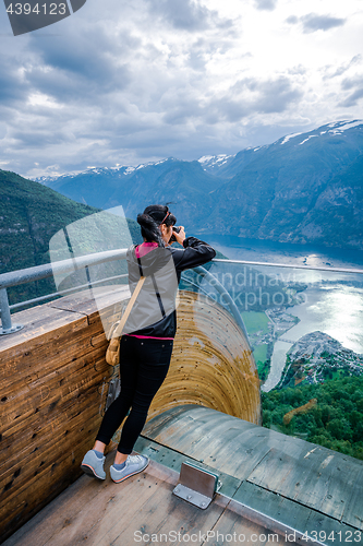 Image of Nature photographer. Stegastein Lookout.