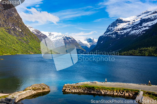 Image of lovatnet lake Beautiful Nature Norway.