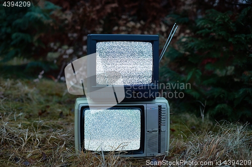 Image of TV no signal in grass