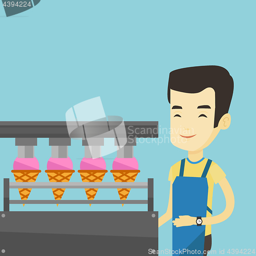 Image of Worker of factory producing ice-cream.