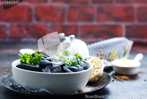 Image of black dumplings