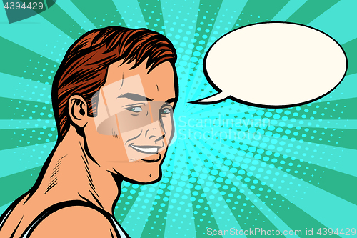 Image of closeup sporty muscular man smiling