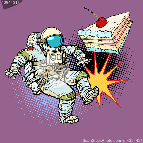 Image of Astronaut kicks a piece of cake