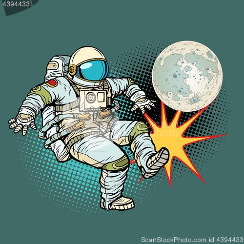 Image of Astronaut plays football with the Moon