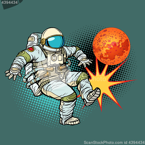 Image of Astronaut playing football Mars