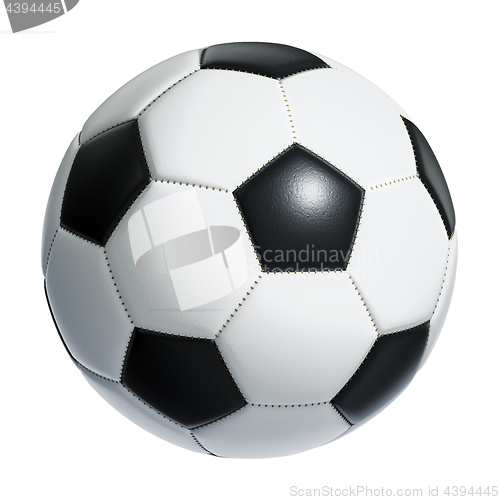 Image of typical black and white soccer ball isolated on white background