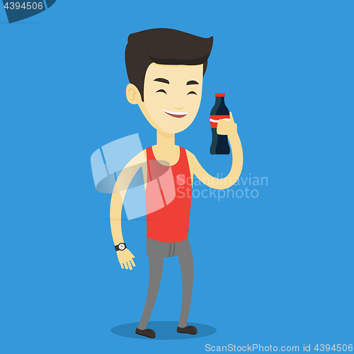 Image of Young man drinking soda vector illustration.