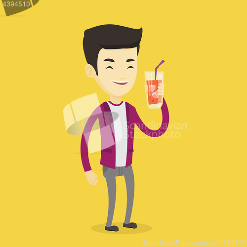 Image of Man drinking cocktail vector illustration.