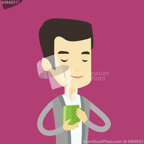 Image of Man enjoying cup of coffee vector illustration