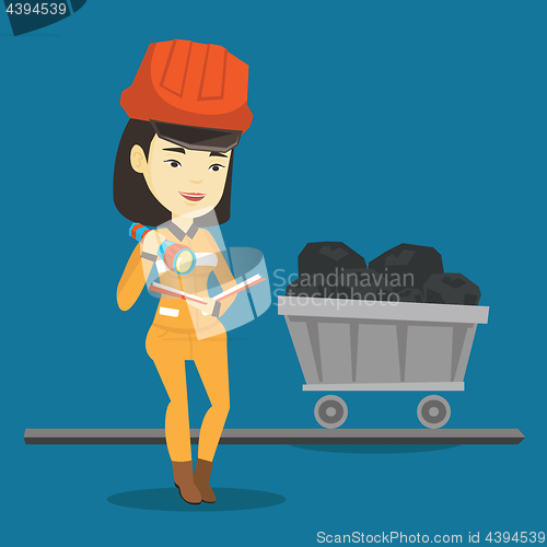 Image of Miner checking documents vector illustration.