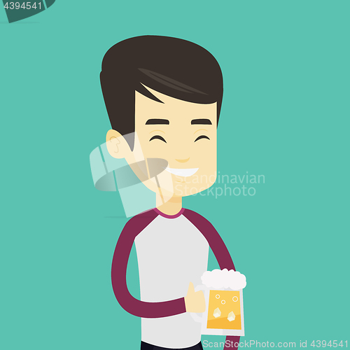 Image of Man drinking beer vector illustration.