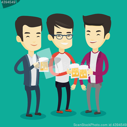 Image of Group of friends enjoying beer at pub.