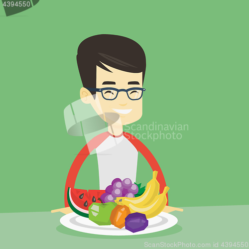 Image of Man with fresh fruits vector illustration.