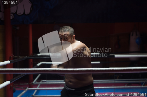 Image of professional kickboxer in the training ring