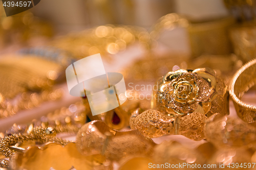 Image of gold jewelry in the shop window