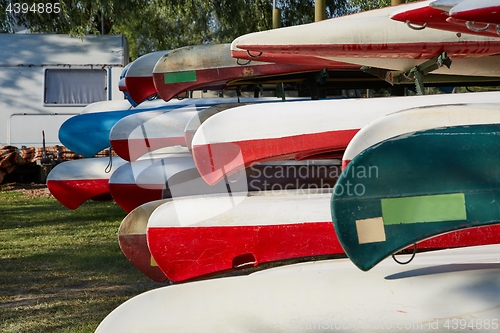 Image of Canoes in a camp