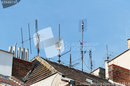 Image of Antennas on a roof