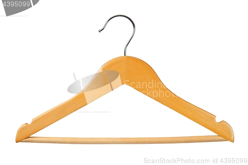 Image of Wooden clothes hanger on white