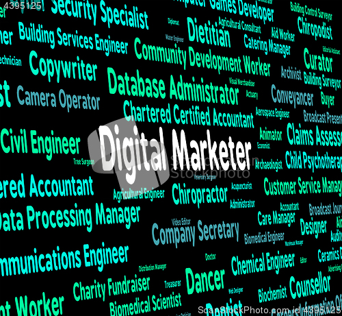 Image of Digital Marketer Shows Word Recruitment And Salesman