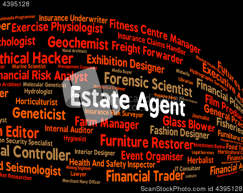 Image of Estate Agent Shows Work Hiring And Word
