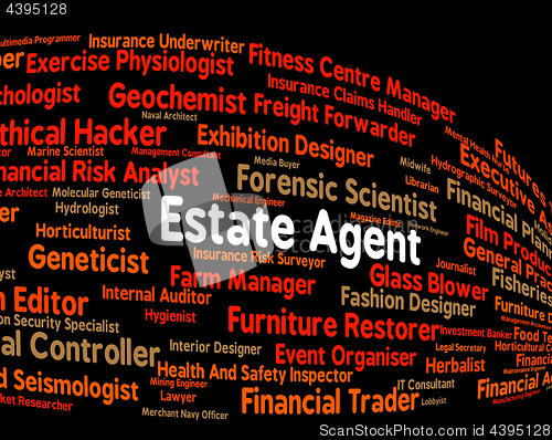 Image of Estate Agent Shows Work Hiring And Word