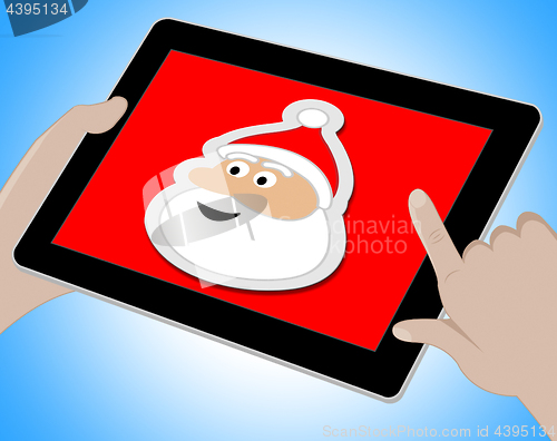 Image of Santa Online Indicates Merry Christmas And Computing