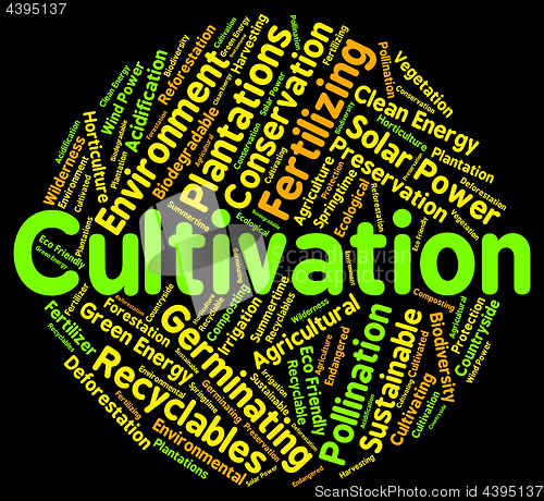 Image of Cultivation Word Shows Growth Farm And Text