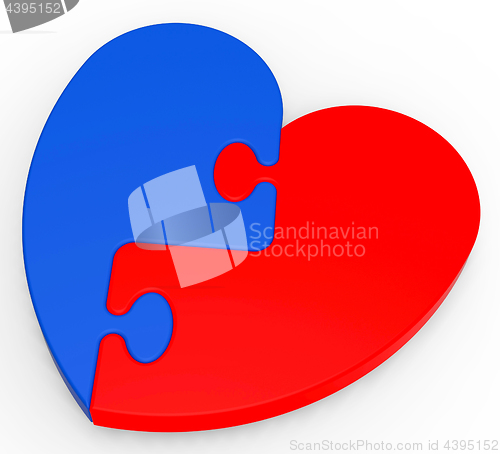 Image of Two-Colored Heart Puzzle Showing Romance