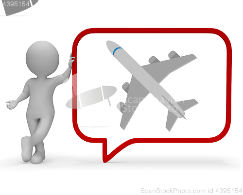 Image of Plane Speech Bubble Shows Explain Transportation 3d Rendering