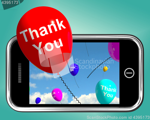 Image of Thank You Balloons Message As Thanks Sent On Mobile