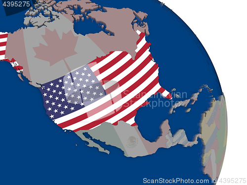Image of USA with flag on globe