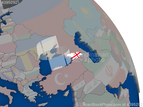 Image of Georgia with flag on globe