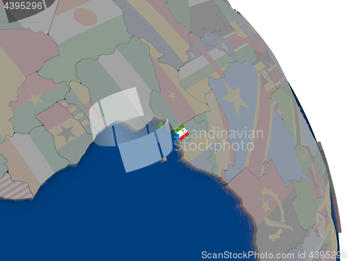 Image of Equatorial Guinea with flag on globe