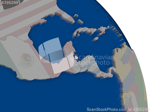 Image of Belize with flag on globe